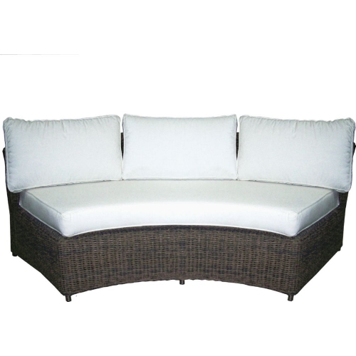Barbados Outdoor Rounded Sofa in Kubu Grey All Weather Wicker with White Cushions